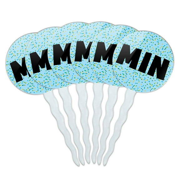 Min Cupcake Picks Toppers - Set of 6 - Blue Speckles