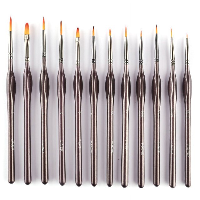 Pincel de Pintura para Detalles de 7 Piezas, Pinceles de Pintura Artística de Nailon Ideales para Detalles y Acabados Finos, para Pinturas Acrílicas, Acuarelas, Óleos y Gouache brillar Electrónica