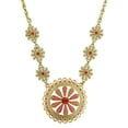 thumbnail image 2 of 1928 Jewelry Orange And Coral Enamel Flower Pendant Necklace 16" + 3" Extender, 2 of 3