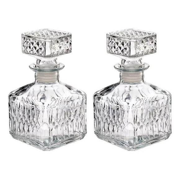 Set de 2 Licoreras Decantador Rodas Vino Vidrio Cristal 500 ml