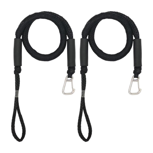 Yuarrent Bungee Dock Line Cuerda de barco para PWC para Pontón Barco de pesca Kayak Canoa Accs Negro Deportes acuáticos Negro 2 piezas