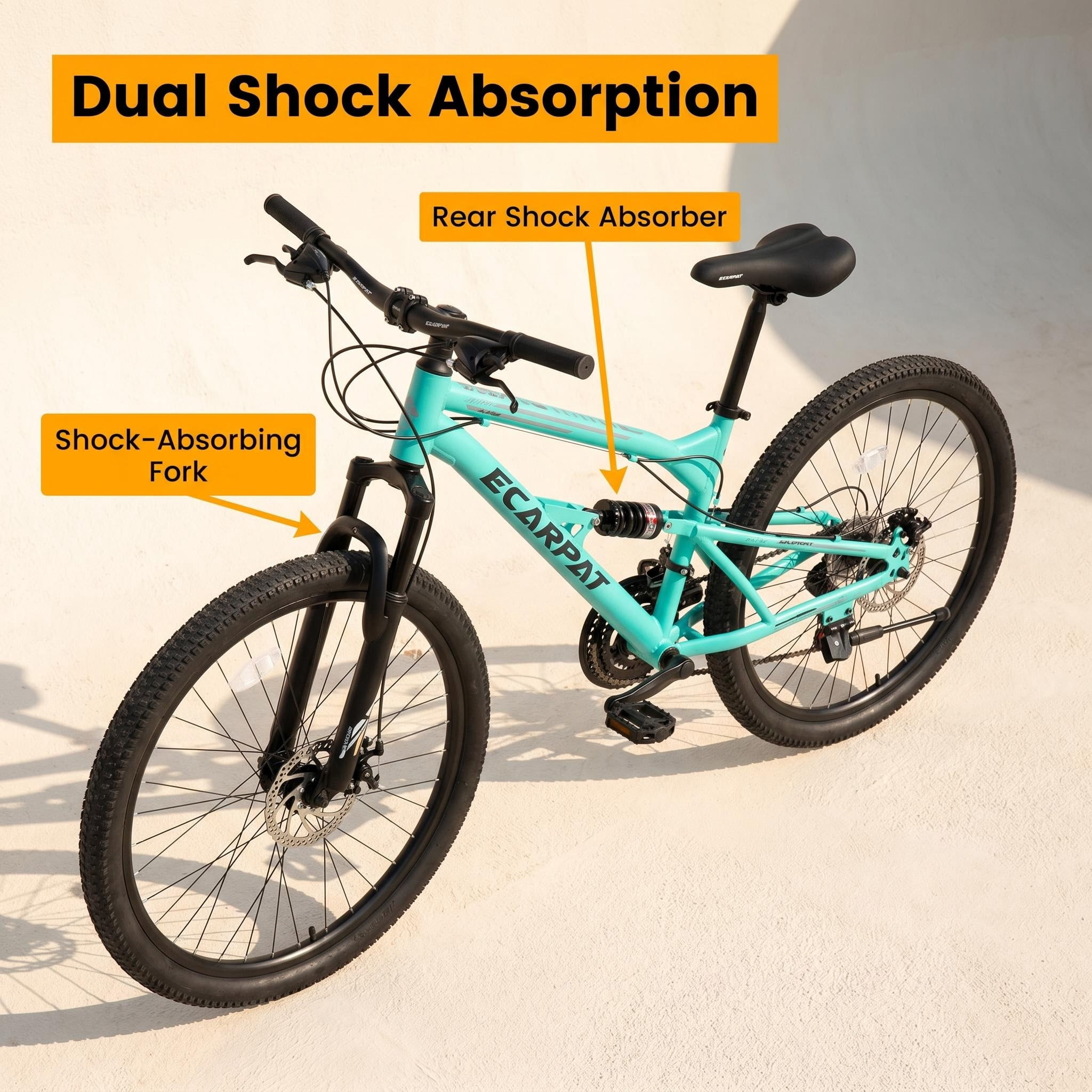 Ambifirner Men's 26 inch Mountain Bike - 21-Speed Steel Frame, Double Disc Brakes & Full  Suspension, All-Terrain Men Bicycle for Adult Riders, Black