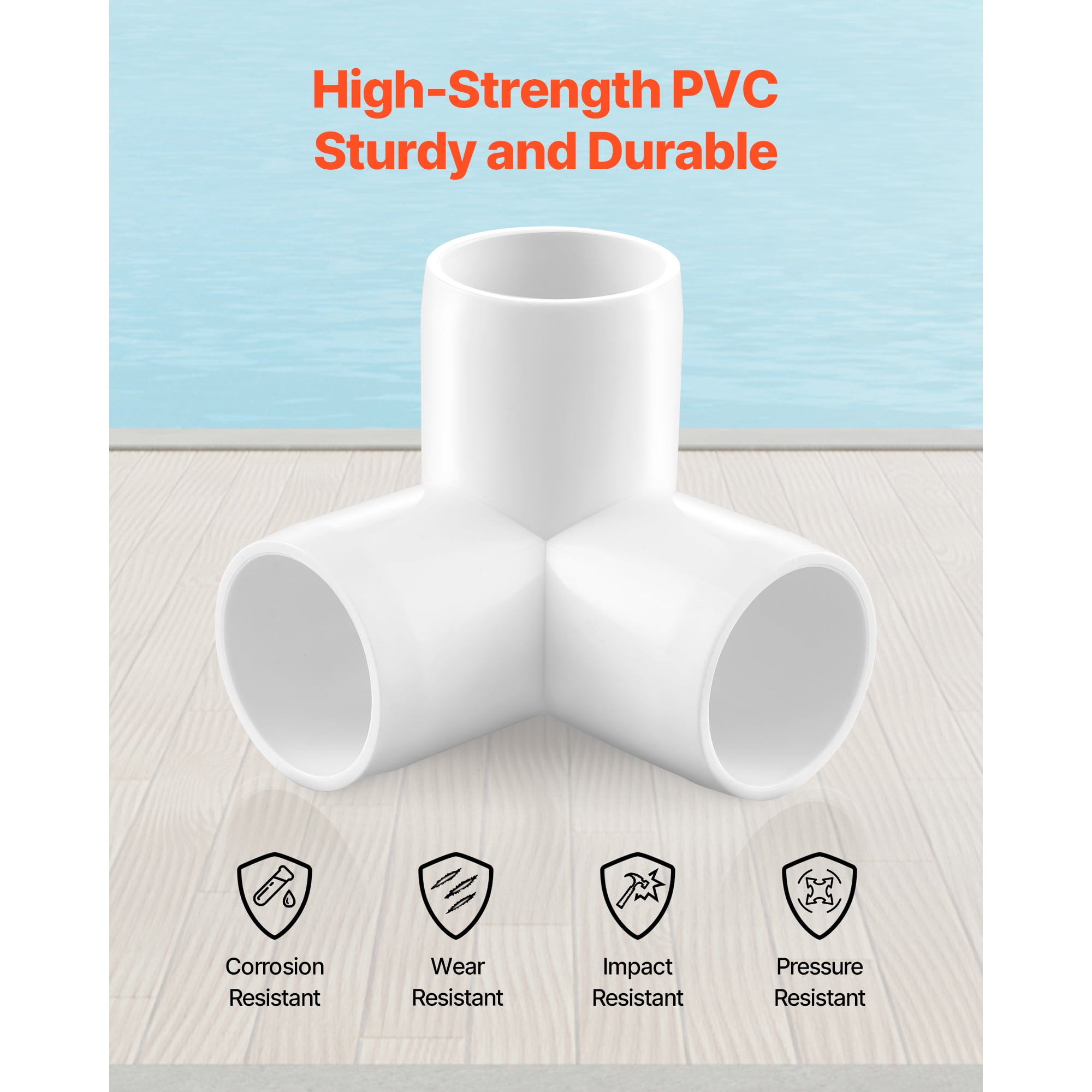 KFFKFF 1-Inch 3-Way PVC Pipe Connectors, 10-Pack Durable PVC Elbow Fittings for DIY Projects, Storage Racks, Animal Enclosures, Pool or Garden Frames, Weather & Impact-Resistant