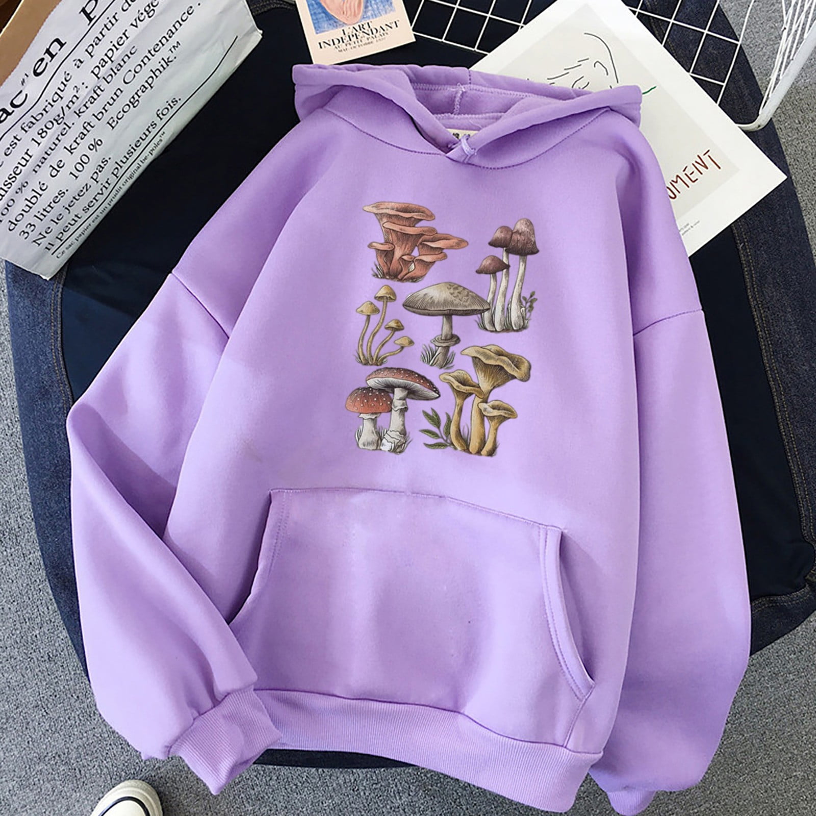 Geladen Stout Ontstaan KOOYI Women's Fashion Casual Fun Print Hooded Sweatshirt Loose Sports Tops  Pullover; Purple XL - Walmart.com