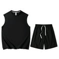 thumbnail image 3 of Vedolay Mens' Short Set Men's Summer Short Sleeve T-Shirts Shorts Jogging Sports Thin Sportswear,Black M, 3 of 4