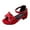 Red, variant on Girls Rhinestones Bow Dress Shoes Little Kids Wedding Party Glitter Open Toe High Heel Princess Pumps Sandals