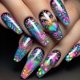 thumbnail image 1 of 24 Pcs Colorful Press on Nails Medium Coffin Fake Nails Black False Nails with, 1 of 5