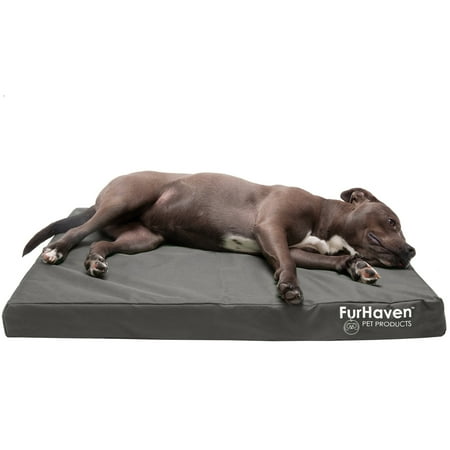UPC: 0842229120516 | FurHaven Pet Products Oxford Indoor/Outdoor Deluxe Memory Foam Pet Bed for Dogs & Cats – Stone Gray Large
