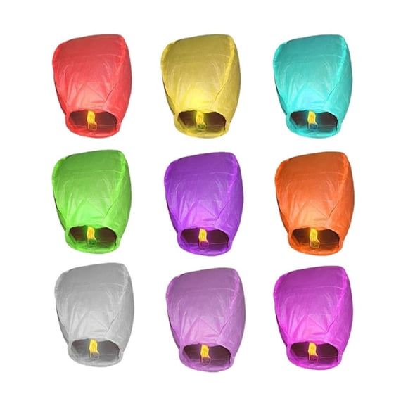 Wish Lantern, Multi-Colored Chinese Lanterns For Unforgettable Ceremonies And Festivals, 9Pcs Of Biodegradable And Environmentally Friendly Party Supplies