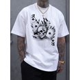 thumbnail image 1 of Halloween T-shirt - Men's Casual Loose Knit Skull Graphic Print Oversized Short Sleeve T-Shirt Skull T-Shirt Skull Tee Playing Cards Shirt Skull Graphic Tee Ace Of Spades T Shirt Men Skull T Shirt, 1 of 6