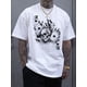 thumbnail image 1 of Halloween T-shirt - Men's Casual Loose Knit Skull Graphic Print Oversized Short Sleeve T-Shirt Skull T-Shirt Skull Tee Playing Cards Shirt Skull Graphic Tee Ace Of Spades T Shirt Men Skull T Shirt, 1 of 6