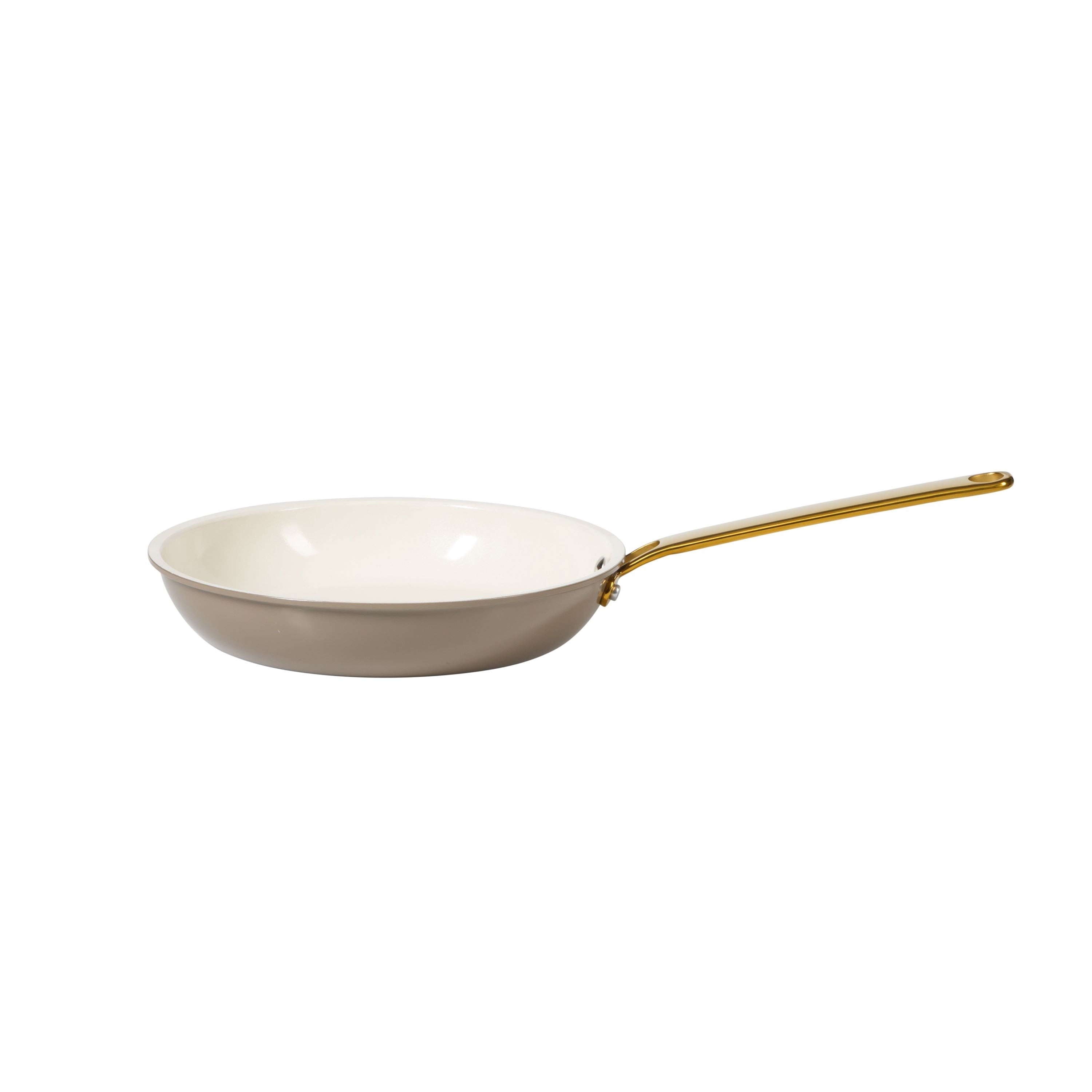 Martha Stewart 10-Piece Nonstick Pots and Pans Cookware Set with Gold Handles, Taupe