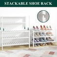 thumbnail image 4 of decorUhome Bamboo 3 Tier Shoe Rack for Closet, Shoe Storage Organizer, Wood Shoe Shelf for Entryway, White, 4 of 7