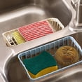 thumbnail image 2 of Ounissouiy Escurridor de plástico para cocina, ventosas dobles, ventosas, cesta para fregadero, estante, soporte de esponja colgante hueco Organizadores de utensilios de cocina Beige, 2 of 6