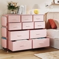 thumbnail image 1 of Towallmark Commode en Tissu à 10 Tiroirs pour Chambre, Grand Commode avec Poches Latérales et Crochets, Rose, 1 of 7