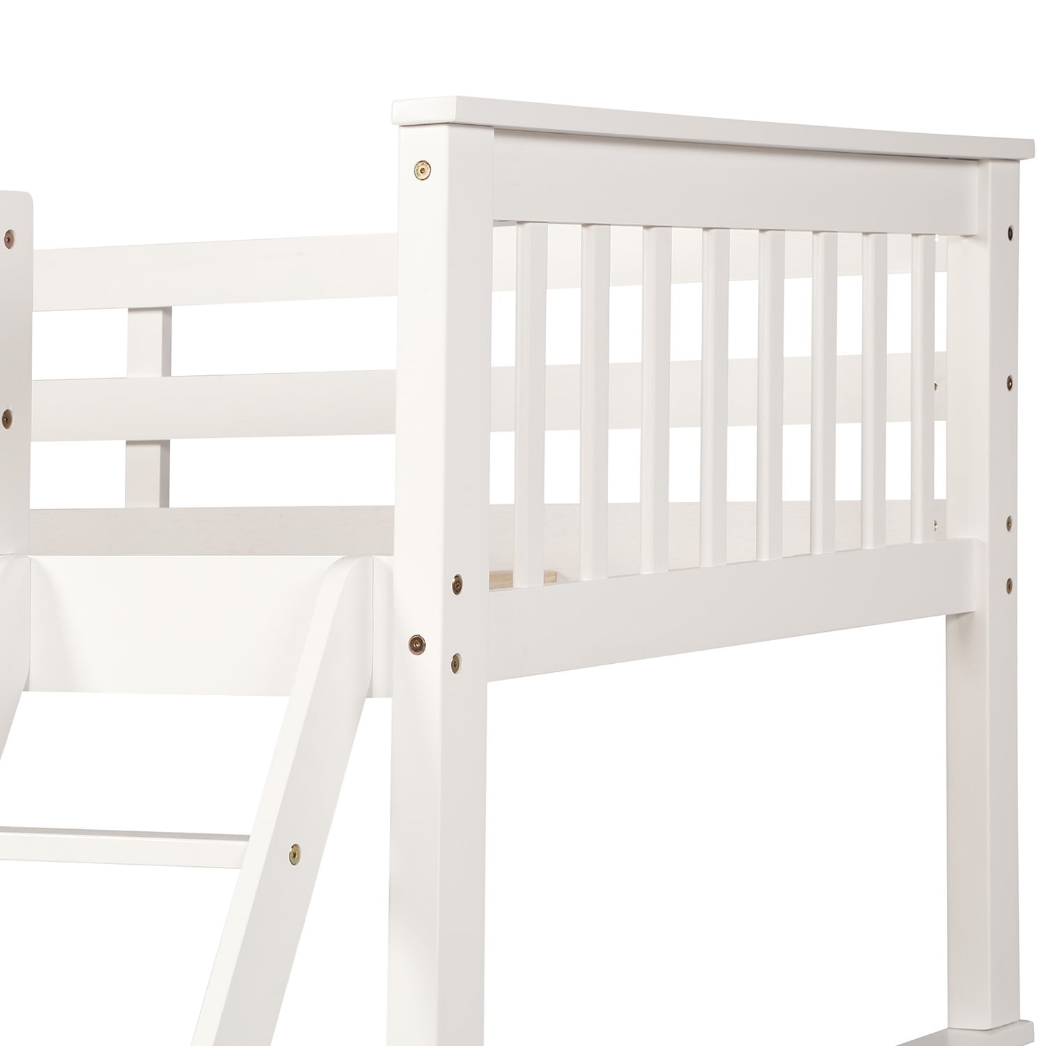 Kepooman Twin-Over-Full Wood Bunk Bed with 2 Storage Drawers & Ladder for Bedroom, 79.53"L x 58.27"W x 66.54"H, White Kepooman Twin-Over-Full Wood Bunk Bed with 2 Storage Drawers & Ladder for Bedroom, 79.53"L x 58.27"W x 66.54"H, White