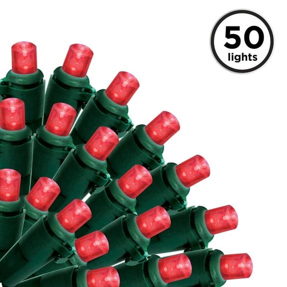 Brite Star 50 Lt Micro Mini LED Light Set, Red, Green Wire