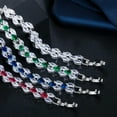 thumbnail image 6 of Silver Plated Rose Red Cubic Zircon Marquise Leaf Chain Link Bracelet for Women, 6 of 8