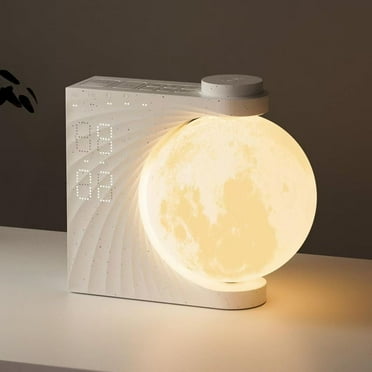 Moon Light Sunrise Alarm Clock and Sound Machine for Heavy Sleepers, Adults, Nightlight, Sleep Aid, Dual Alarms, Snooze, Wake Up Light, 10 Nature Sounds, 8 Colors, Ideal for Gift