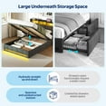 thumbnail image 6 of Greenstell Twin Size Lift up Hydraulic Platform Storage Bed Frame with Led Light & Charging Station, Fabric Channel Wingback Headboard, Dark Gray, 6 of 11