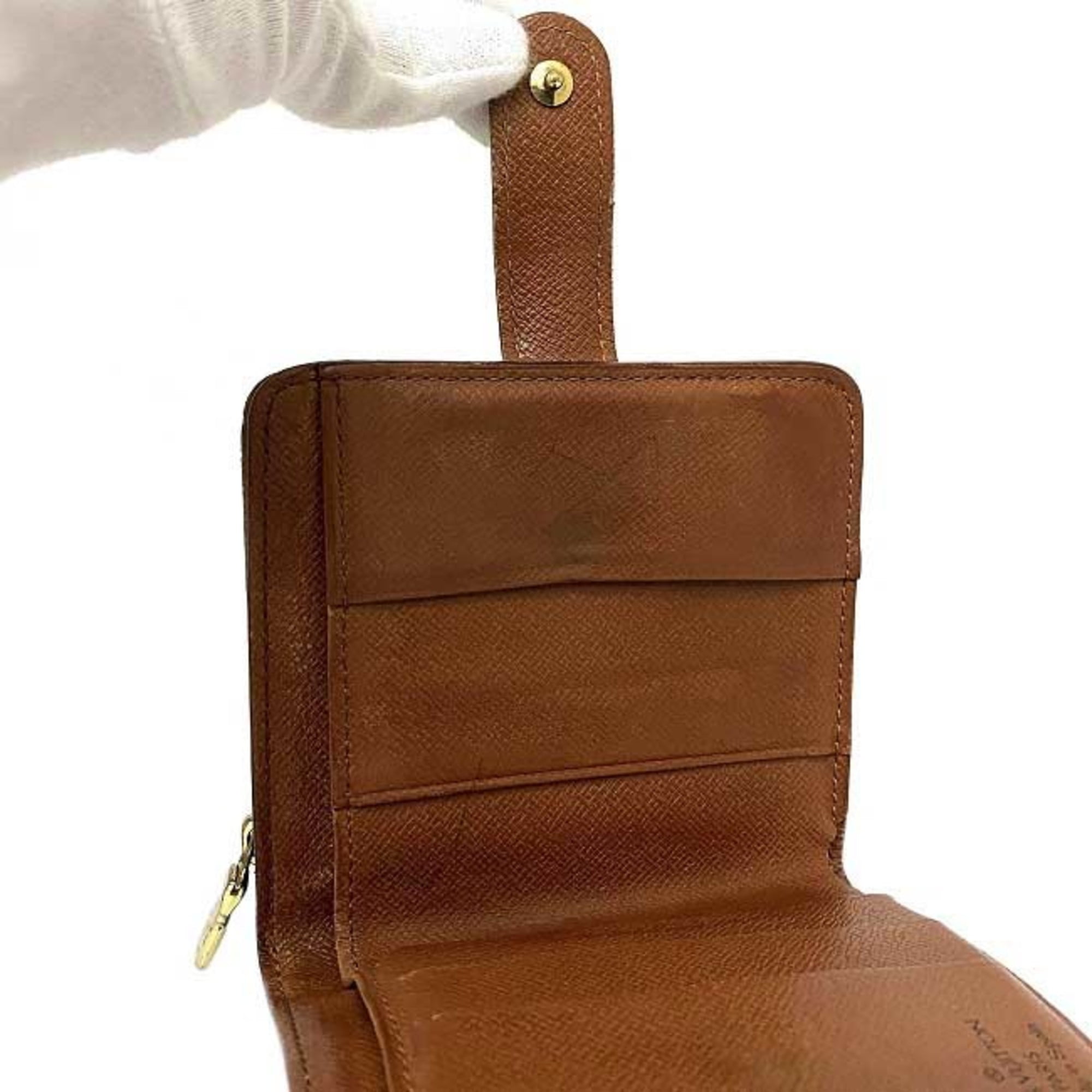 LOUIS VUITTON Compact Zip Bifold Wallet Monogram Leather Brown M61667  61YC259