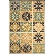 Adela Moroccan Style Rug, Tan/Green/Chocolate Brown, 7ft-6in x 10ft-6in Area Rug