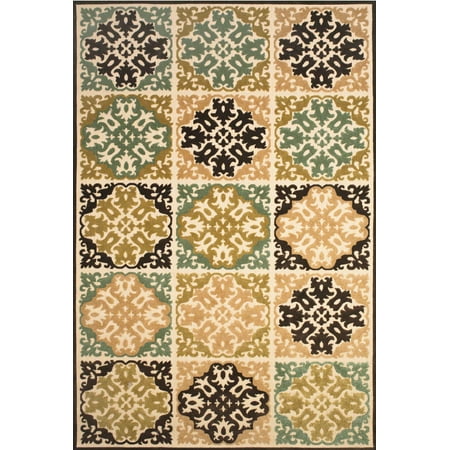 Adela Moroccan Style Rug, Tan/Green/Chocolate Brown, 7ft-6in x 10ft-6in Area Rug