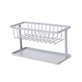 thumbnail image 4 of Pretyzoom Grey Kitchen Storage Rack Sink Drain Rack Double Layer Plastic Shelf for Sponge and Soap Organizer, 4 of 8