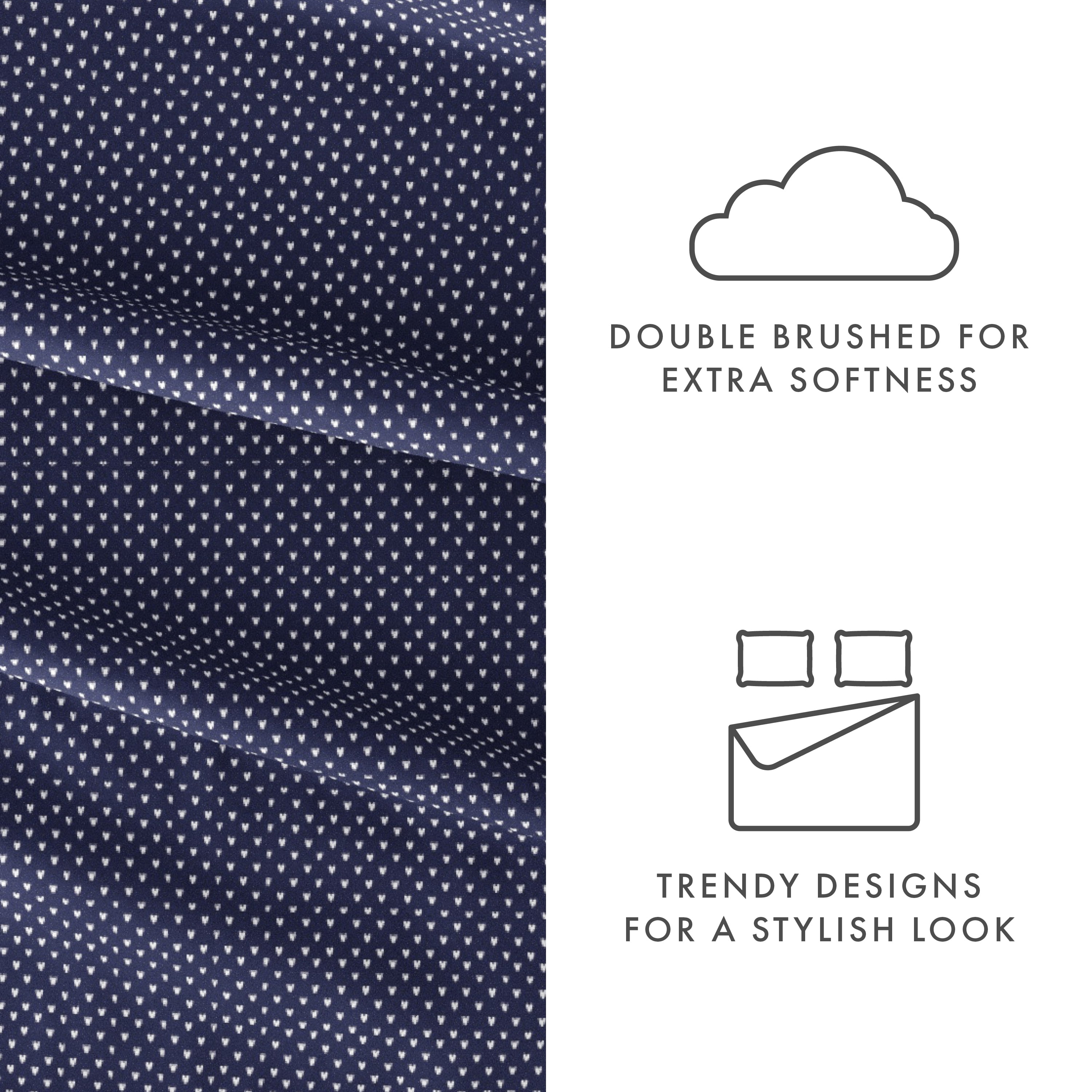 Noble Linens 4 Piece Pattern Microfiber Bed Sheets Set, Navy My Heart, Full
