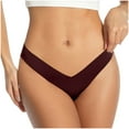 thumbnail image 3 of Swuxness Women's Low Waist Seamless Thong Briefs, Panties for Women, Women's Solid Color Comfortable Breathable Ice Silk Deep V Stretch Briefs Thong Panties Wine, XL, 3 of 5