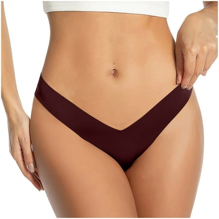 Arnsht Women s Solid Color Panties Ice Silk Seamless Underwear Soft Breathable Comfortable Triangle Thong Panties Red XL