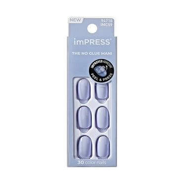 KISS imPRESS Color  Press on Nails, The Answer, Purple, Short Oval, 30 Count