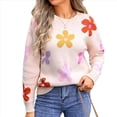 thumbnail image 2 of Suéteres Bonitos para Mujer, Jersey Floral de Larga, Prendas de Punto para Exteriores, Tops Y2K, Conjuntos Holgados para Invierno y Otoño 2025 Albaricoque M, 2 of 10