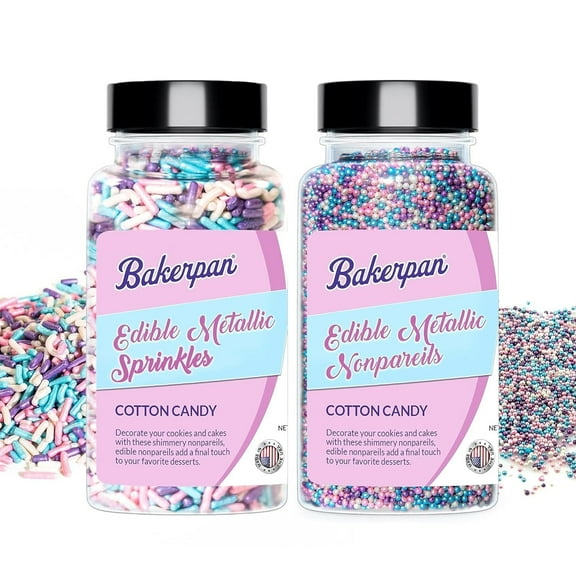 Bakerpan Edible Pastel Colors Nonpareils & Jimmies Sprinkles for Cupcakes 9.4 ounces, Pastel Sprinkles Edible for Cake Decorating (Made in USA)