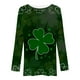 thumbnail image 4 of Mujeres Casual St. Patrick's Day Impreso Manga larga O-cuello Pullover Blusa Camiseta Tops Pompotops FGAJ370, 4 of 5