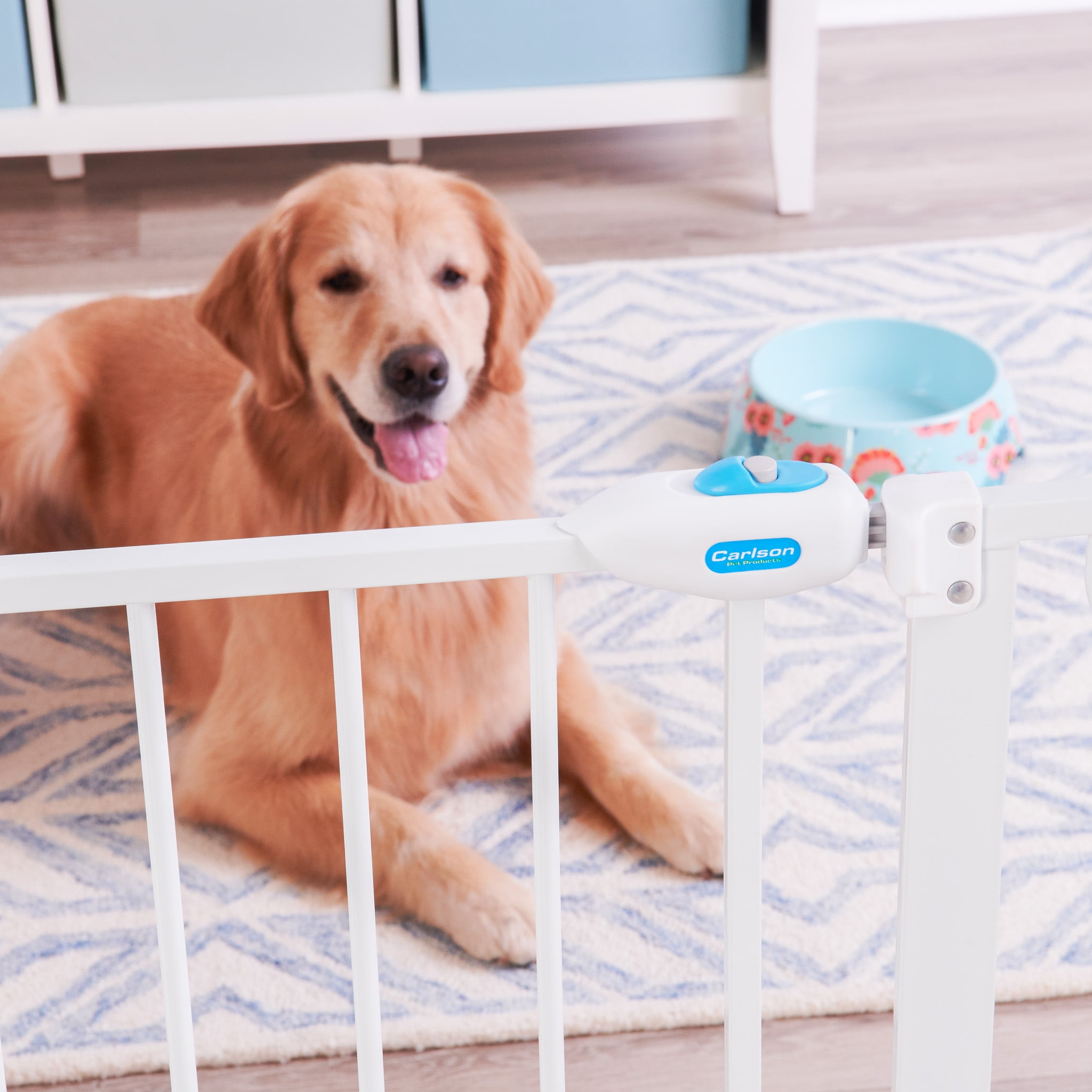 Carlson Pet Products Metal Dog Gate with Walk-Through and Additional Small Door, 31" Tall, White