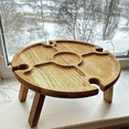 thumbnail image 1 of Wooden Outdoor Folding Picnic Table Portable 2 in 1 Wine Glass Rack, Foldable Desk Wine Glass Rack Table Picnic Tray, 1 of 7