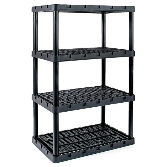 XL Storage Shelving, Heavy-Duty Knect-A-Shelf, 4 Shelves, Black 4 Shelf 1 Pack