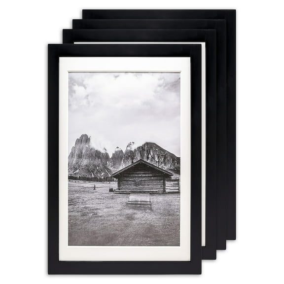 The Display Guys – Square Profile Picture Frame – Square Picture Frame - 12" x 18" Wooden Picture Frame - 4 Pack - Black