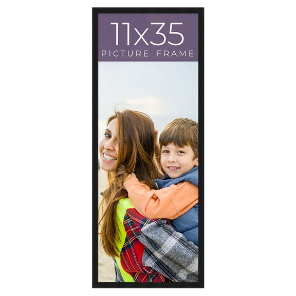 11x35 Frame Black Real Wood Picture Frame Width 0.75 inches | Interior Frame Depth 0.5 inches |