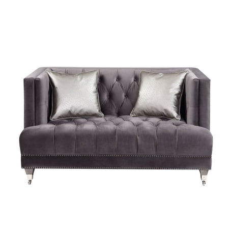 Ergode Loveseat w/2 Pillows Gray Velvet