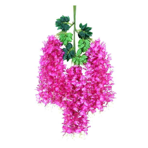 Flores artificiales de glicina, guirnalda colgante de glicina falsa, cadena de flores de seda sintética para arco de boda, ceremonia, fiesta, jardín, hogar, decoración de fondo.