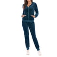 thumbnail image 4 of TheFound Women 2 Piece Tracksuits Solid Color Zipper Hoodie Sweatshirt for Activewear Fall Workout Outfits Set, 4 of 7