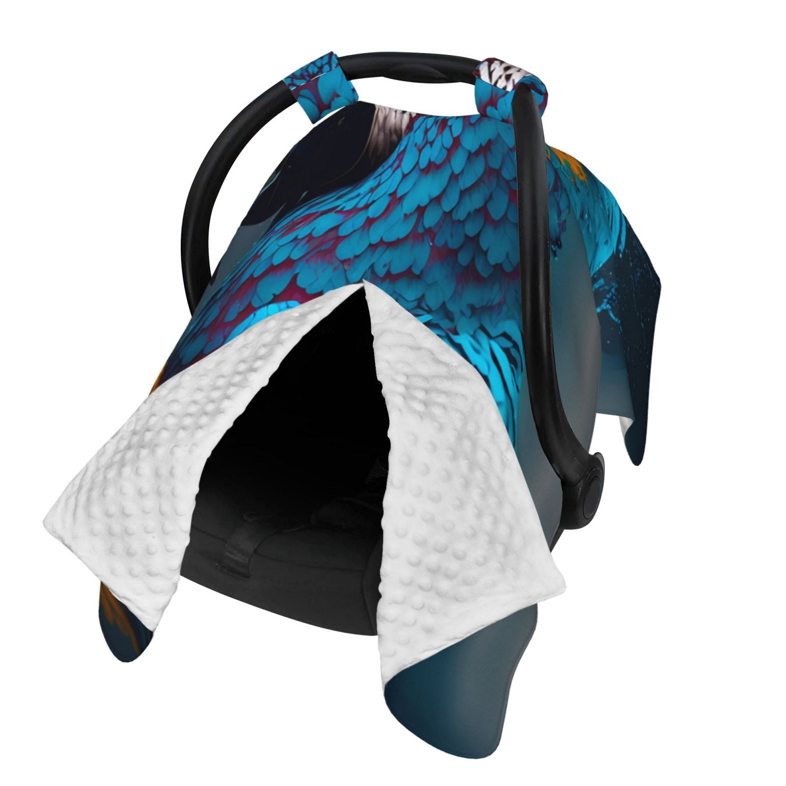 Naloa Modern Style Blue Parrot Baby Car Seat Cover, Breathable Baby Carrier Cover, Multiuse Baby Carrier Cover & Nursing Breastfeeding Cover