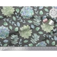 thumbnail image 2 of Soimoi Gray Heavy Canvas Fabric Leaves & Flower Floral Printed Craft Fabric by the Yard 58 Inch Wide, 2 of 3