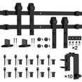 thumbnail image 5 of WINSOON 14FT Metal Sliding Bypass Barn Door Hardware Kit Black Finish J Style Hanger, 5 of 8