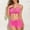 Pink, variant on Women Solid Color Swimsuit Tie Front Shorts Bikini Drawstring Bathing Suit Two Piece Summer Beachwear