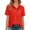 Red, variant on Womens Dressy Button Down Blouses Collared Solid Color Fashion Tops Short Sleeve Business Casual Shirts