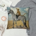 thumbnail image 2 of Qinduosi Throw Pillow Cover The Cat Riding a Horse is in The Desert Among Decorative Pillowcase Square Throw Pillow Case Home Couch Decor Cushion Cover White, 2 of 5