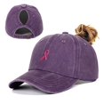 thumbnail image 2 of Women's Baseball Cap Ribbon Embroidered Washed Ponytail Friendly Baseball Cap Trucker Hats Women Purple, 2 of 8